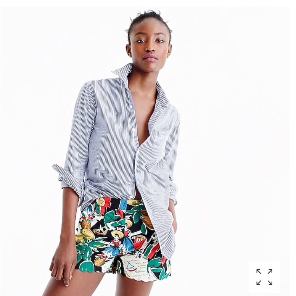 JCrew high waisted shorts in postcard print